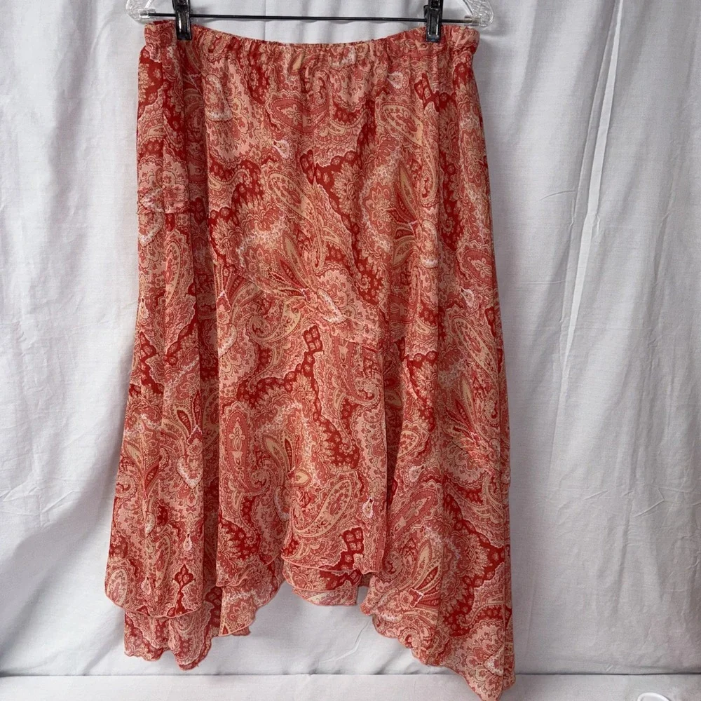 Studio One New York Dress Womens 20WP Fit&Flare Hi-Lo Paisley Orange 2pc Set